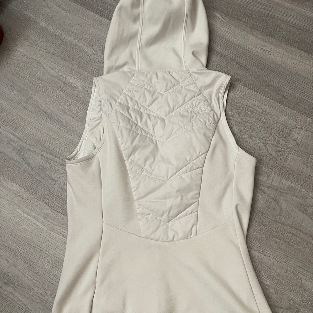 The North Face Hooded Vest Womens Size Sp white  Quilted Front Flashdry Full Zip - Picture 8 of 10